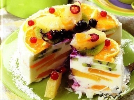 Творожный тортик с фруктами
