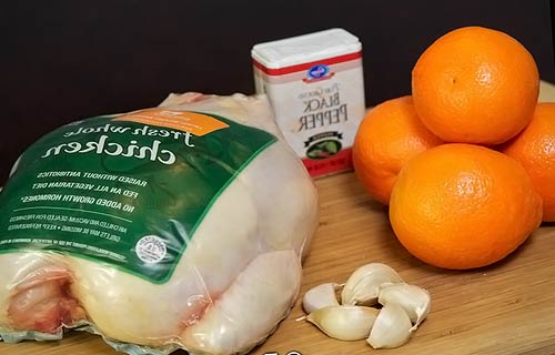 Подготовить курицу апельсины и чеснок