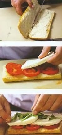 Делаем бутерброд с сулугуни и помидорами
