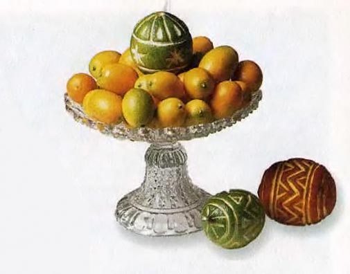 Украшение из апельсинов к новогоднему столу
