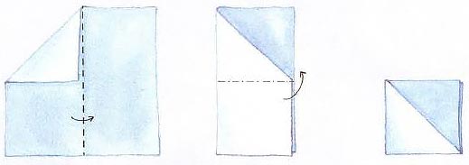 Складываем салфетку в форме конверта – шаг 1